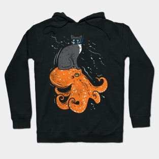 Snorkeling Cat Riding Octopus Hoodie